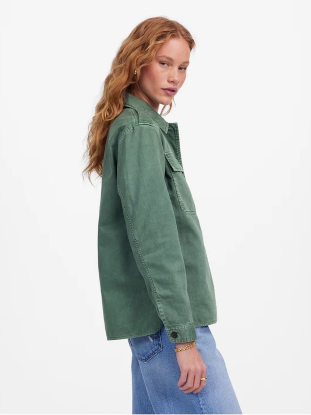 🏷️ NWT Madewell Easy Utility Shirt-Jacket in Green. Size Small